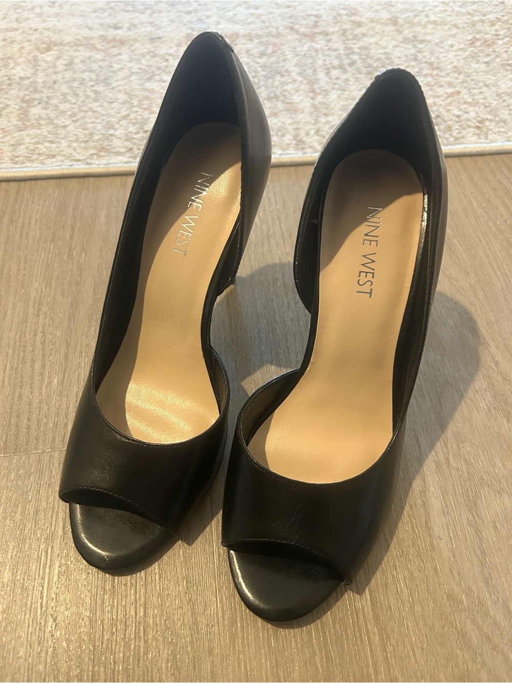 Nine West Black Open-Toe D'Orsay Heels